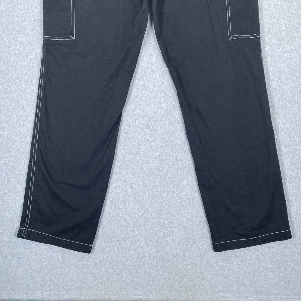 True Religion Cargo Pants Mens 36 Black White Contrast Stitch Horseshoe Logo